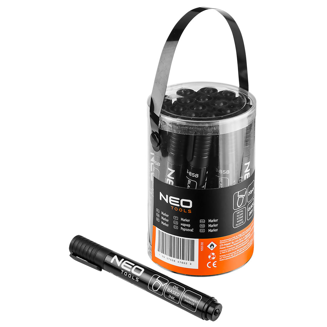 Stavebný popisovač, čierny, permanentný, vodeodolný, na olejovej báze, násobok 20 kusov. od NEO TOOLS nájdeš na naravis.sk