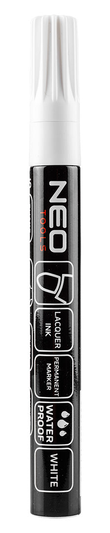 Stavebný popisovač, biely, permanentný, vodeodolný, lak, hliník, násobky po 12 ks. od NEO TOOLS nájdeš na naravis.sk