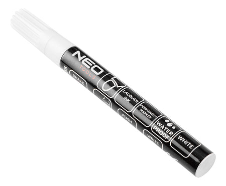 Stavebný popisovač, biely, permanentný, vodeodolný, lak, hliník, násobky po 12 ks. od NEO TOOLS nájdeš na naravis.sk