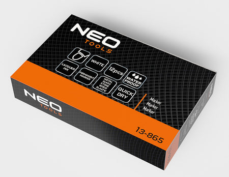 Stavebný popisovač, biely, permanentný, vodeodolný, lak, hliník, násobky po 12 ks. od NEO TOOLS nájdeš na naravis.sk