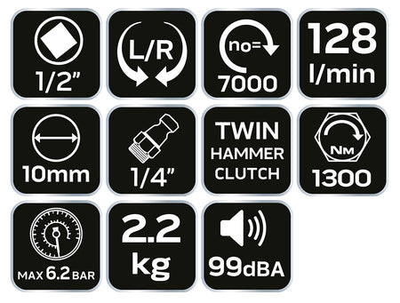 Pneumatický úderový kľúč 1/2 ", 1300Nm od NEO TOOLS nájdeš na naravis.sk