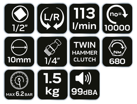 Pneumatický úderový kľúč 1/2 ", 680Nm od NEO TOOLS nájdeš na naravis.sk