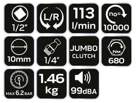 Pneumatický úderový kľúč 1/2 ", 680Nm od NEO TOOLS nájdeš na naravis.sk