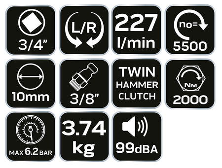 Pneumatický úderový kľúč 3/4", 2000 Nm od NEO TOOLS nájdeš na naravis.sk