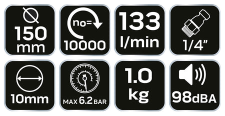 Pneumatická vibračná brúska, 150 mm, 10 000 otáčok za minútu od NEO TOOLS nájdeš na naravis.sk