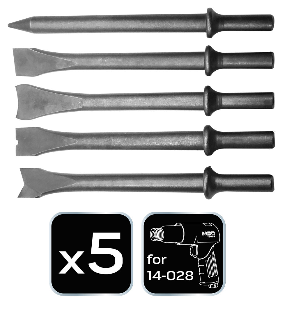 Dláta pre pneumatické kladivo sada. 5 ks od NEO TOOLS nájdeš na naravis.sk