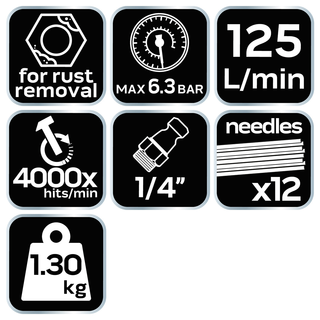 Pneumatické kladivo na hrdzu a zvarové švy 12 x 3 mm od NEO TOOLS nájdeš na naravis.sk