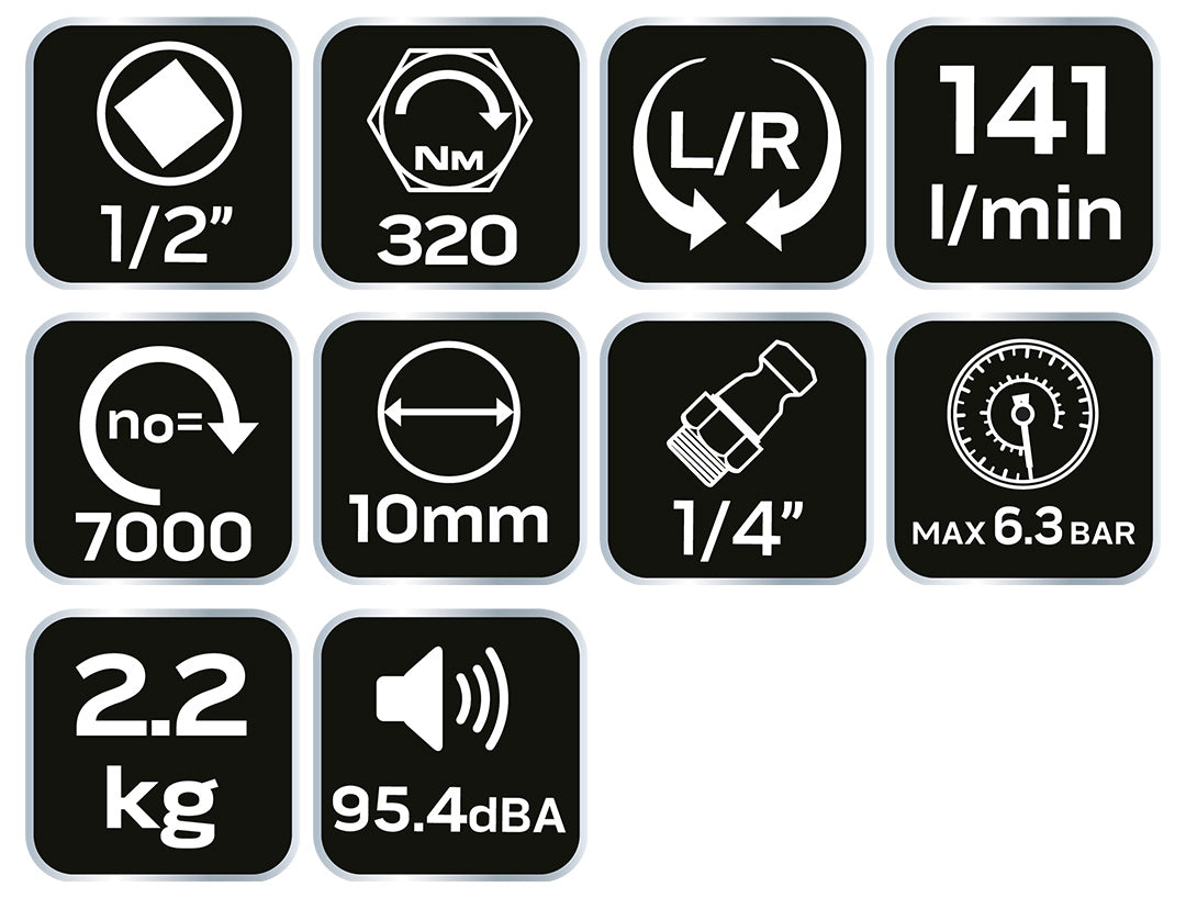 Pneumatický rázový uťahovák, 1 / 2 ", 314 Nm sada od NEO TOOLS nájdeš na naravis.sk