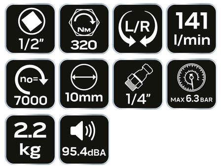 Pneumatický rázový uťahovák, 1 / 2 ", 314 Nm sada od NEO TOOLS nájdeš na naravis.sk
