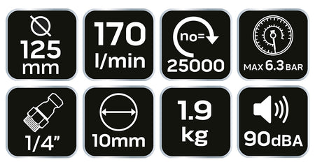 Pneumatická uhlová brúska 125 mm , 11 000 ot - 1 od NEO TOOLS nájdeš na naravis.sk
