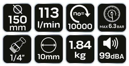 Pneumatická vibračná brúska, 150 mm, 9 000 otáčok za minútu od NEO TOOLS nájdeš na naravis.sk
