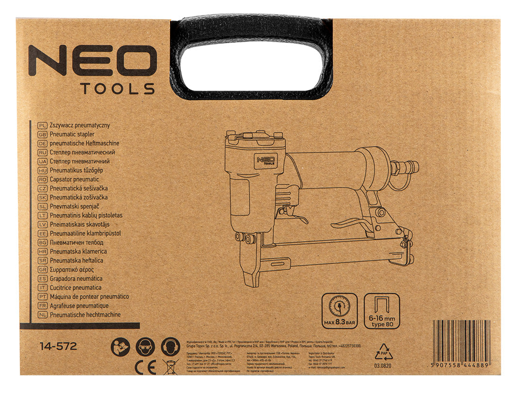 pneumatická zošívačka spony typu 6-16 mm od NEO TOOLS nájdeš na naravis.sk