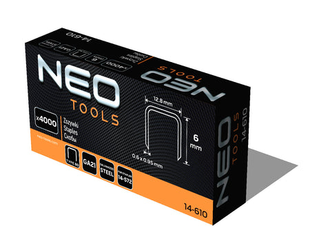 Pozinkované sponky pre pneumatické sponkovačky (14-572), GA21, typ 80 (380), dĺžka 6 mm, 4000 s od NEO TOOLS nájdeš na naravis.sk