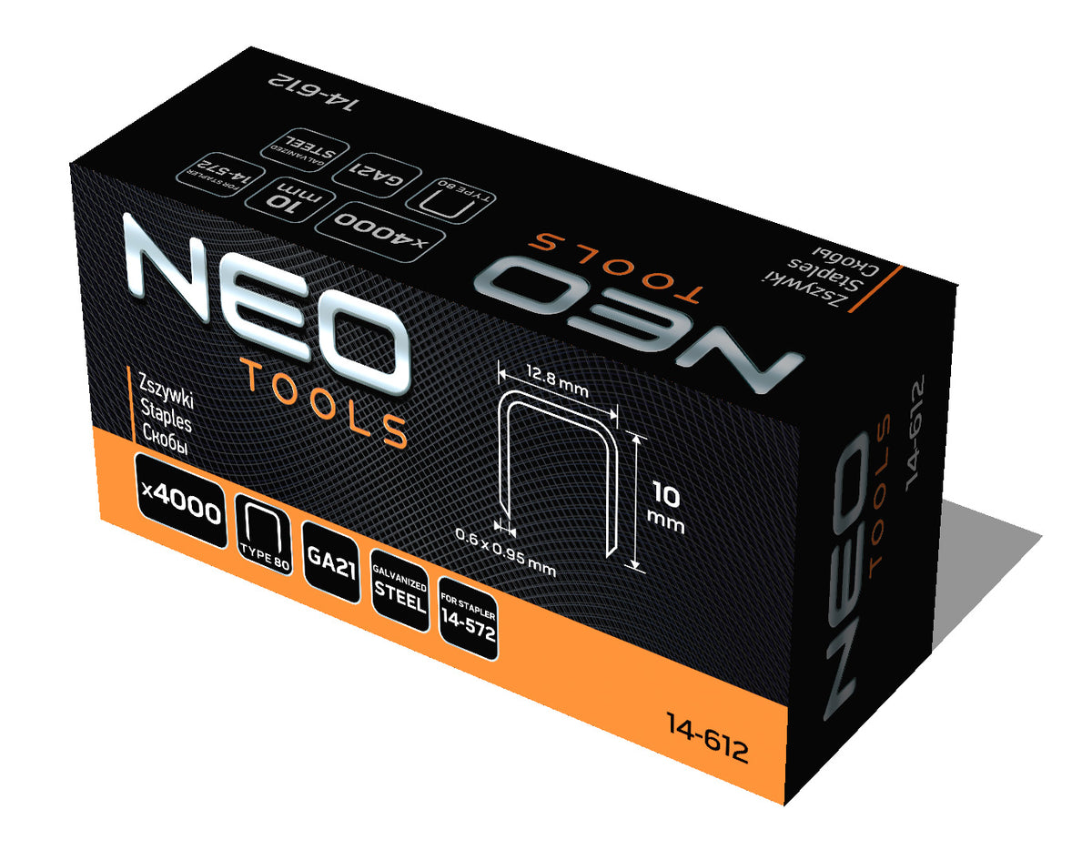 Pozinkované sponky pre pneumatické sponkovačky (14-572), GA21, typ 80 (380), dĺžka 10 mm, 4000 od NEO TOOLS nájdeš na naravis.sk