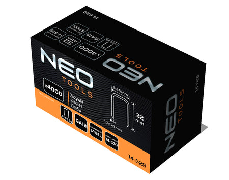Pozinkované sponky pre pneumatické sponkovačky (14-570), GA18, typ 90 (4K), dĺžka 32 mm, 4000 s od NEO TOOLS nájdeš na naravis.sk