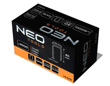 Pozinkované sponky pre pneumatické sponkovačky (14-570), GA18, typ 90 (4K), dĺžka 40 mm, 4000 s od NEO TOOLS nájdeš na naravis.sk