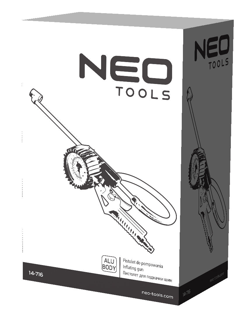 Nafukovacia pištoľ s tlakomerom o 63 mm, dlhou špičkou od NEO TOOLS nájdeš na naravis.sk