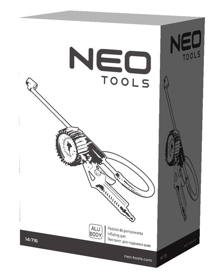 Nafukovacia pištoľ s tlakomerom o 63 mm, dlhou špičkou od NEO TOOLS nájdeš na naravis.sk