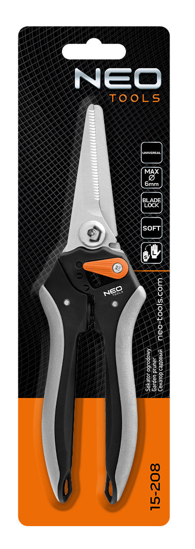 Viacúčelové záhradné nožnice 210 mm, dosah do 6 mm, nastaviteľná vzdialenosť od NEO TOOLS nájdeš na naravis.sk