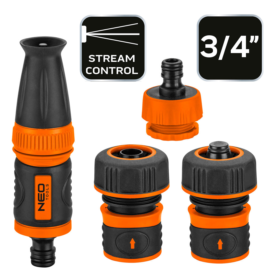 Súprava 3/4" s priamym postrekovačom, viazacími tyčami a pripojením k vodovodnej batérii od NEO TOOLS nájdeš na naravis.sk