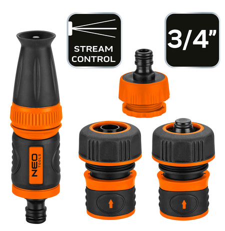 Súprava 3/4" s priamym postrekovačom, viazacími tyčami a pripojením k vodovodnej batérii od NEO TOOLS nájdeš na naravis.sk