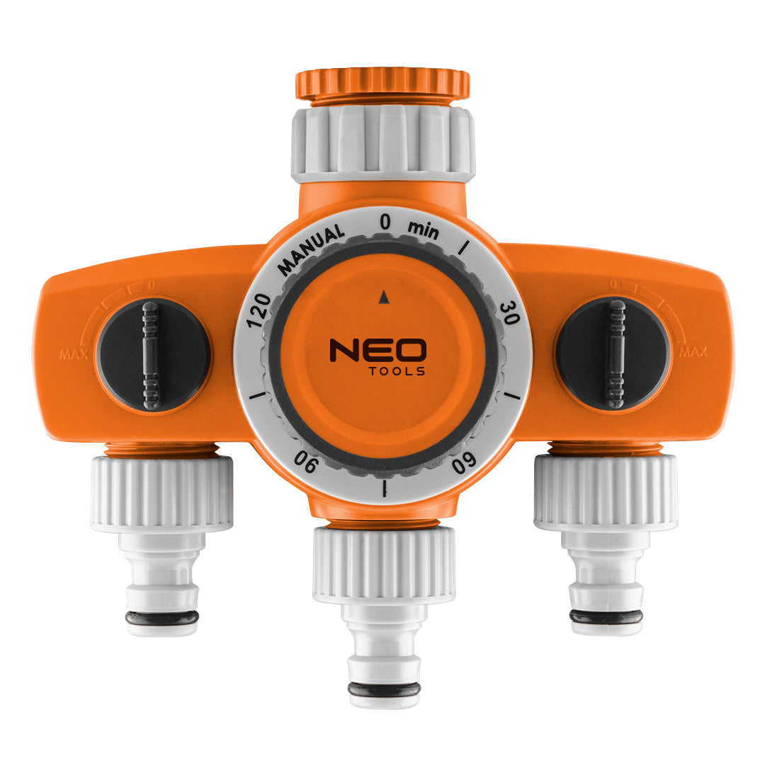 Trojventilový rozdeľovač, 2 výstupy s vypínaním, jeden s časovačom od NEO TOOLS nájdeš na naravis.sk