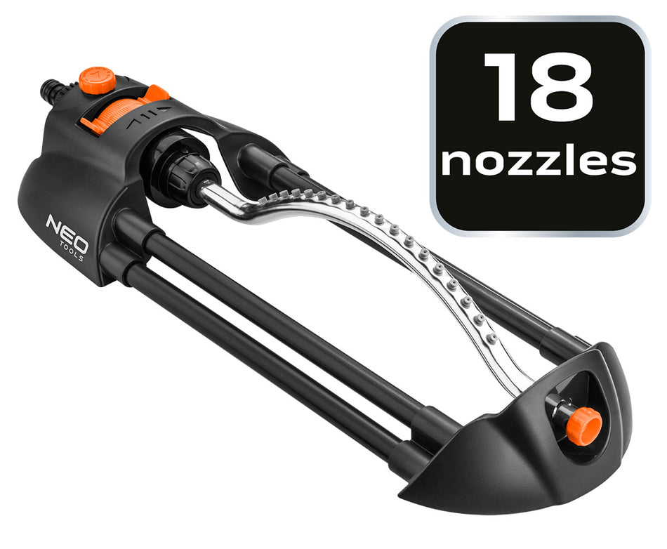 Oscilačný zavlažovač, kovová tyč, 18 trysiek, nastaviteľný rozptyl od NEO TOOLS nájdeš na naravis.sk