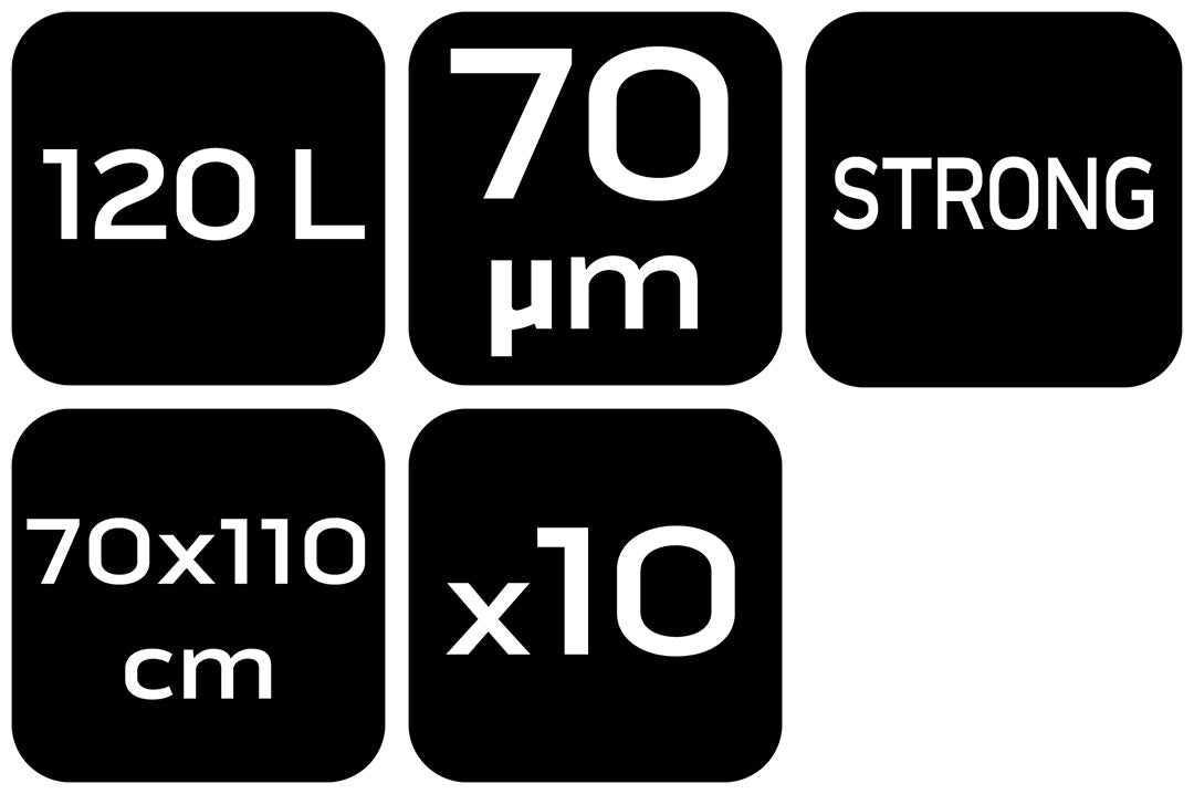 Stavebné vrecia 120 l, čierne, 10 kusov, 70 mic od NEO TOOLS nájdeš na naravis.sk