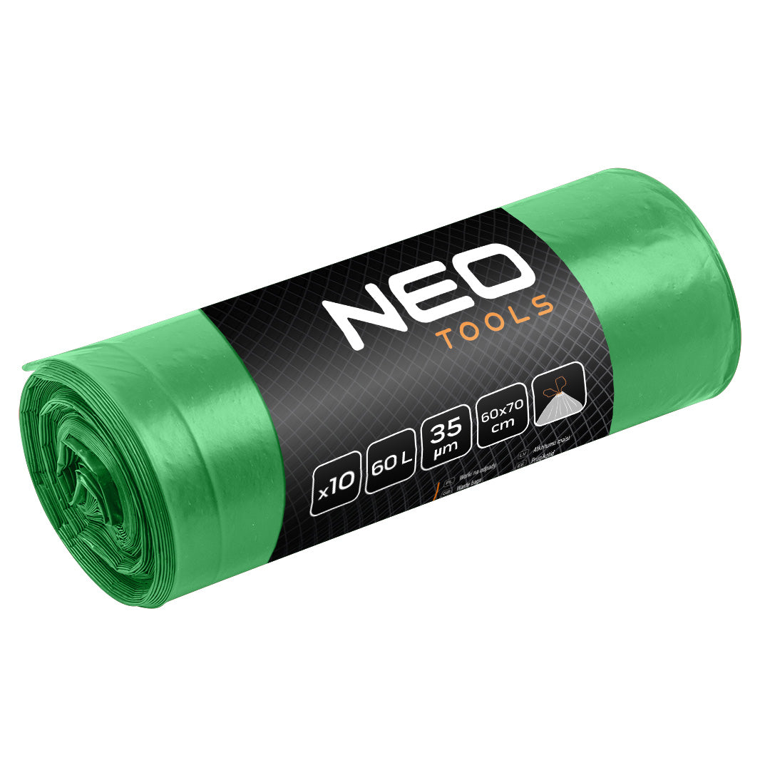 Vrecia na odpad 60 l, zelené s páskou, 35 mic, 10 ks. od NEO TOOLS nájdeš na naravis.sk