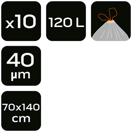 Vrecia na odpad 120 l, zelené s páskou, 40 mic, 10 ks. od NEO TOOLS nájdeš na naravis.sk