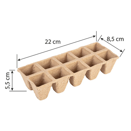Malé rašelinové kvetináče (2x5 otvorov) 22 x 8,5 x 5,5 cm, 10 kusov od VERTO nájdeš na naravis.sk