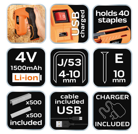 Zošívačka na čalúnenie 4V, napájaná z USB od NEO TOOLS nájdeš na naravis.sk