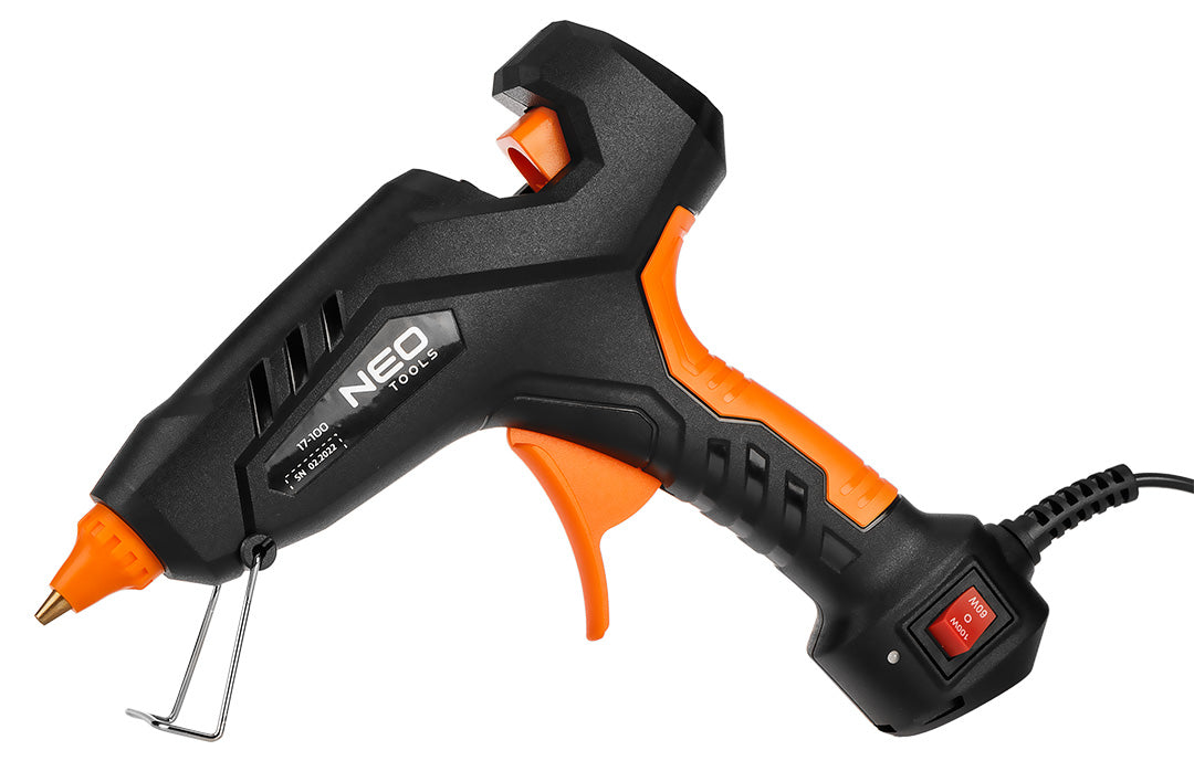 Súprava: lepiaca pištoľ 11 mm, 60/100W, 12 lepiacich náplní, 3 chrániče na prsty, látkové puzdro od NEO TOOLS nájdeš na naravis.sk