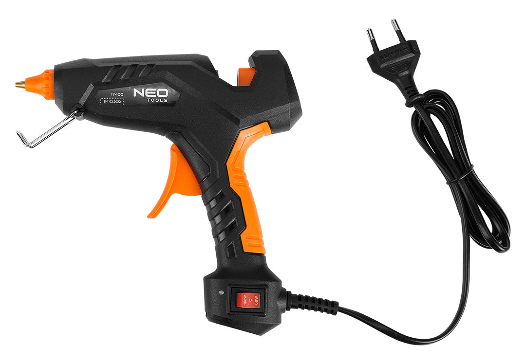 Súprava: lepiaca pištoľ 11 mm, 60/100W, 12 lepiacich náplní, 3 chrániče na prsty, látkové puzdro od NEO TOOLS nájdeš na naravis.sk