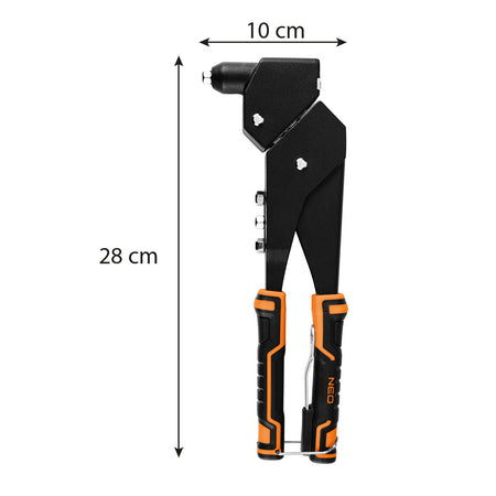 Nitovačka na oceľové a hliníkové nity 2,4/3,2/4,0/4,8 mm, viacpolohová od NEO TOOLS nájdeš na naravis.sk