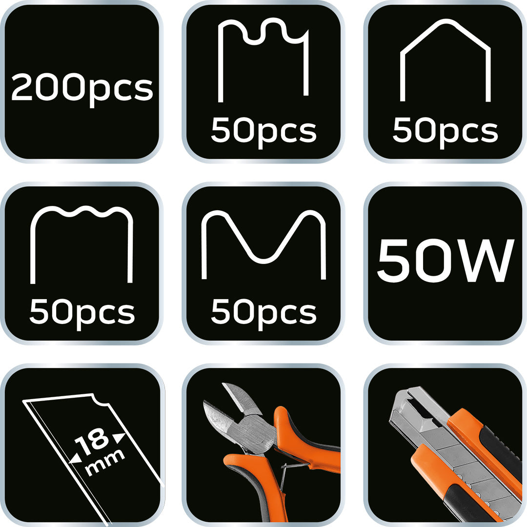 Plastová spájkovačka 50W + 200 sponiek od NEO TOOLS nájdeš na naravis.sk