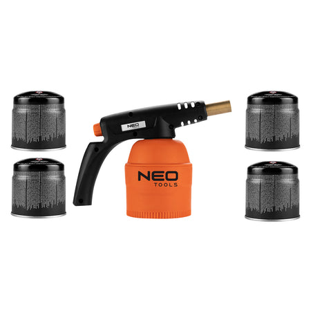 Plynová spájkovacia lampa pre 190 g kartuše + 4 plynové kartuše od NEO TOOLS nájdeš na naravis.sk