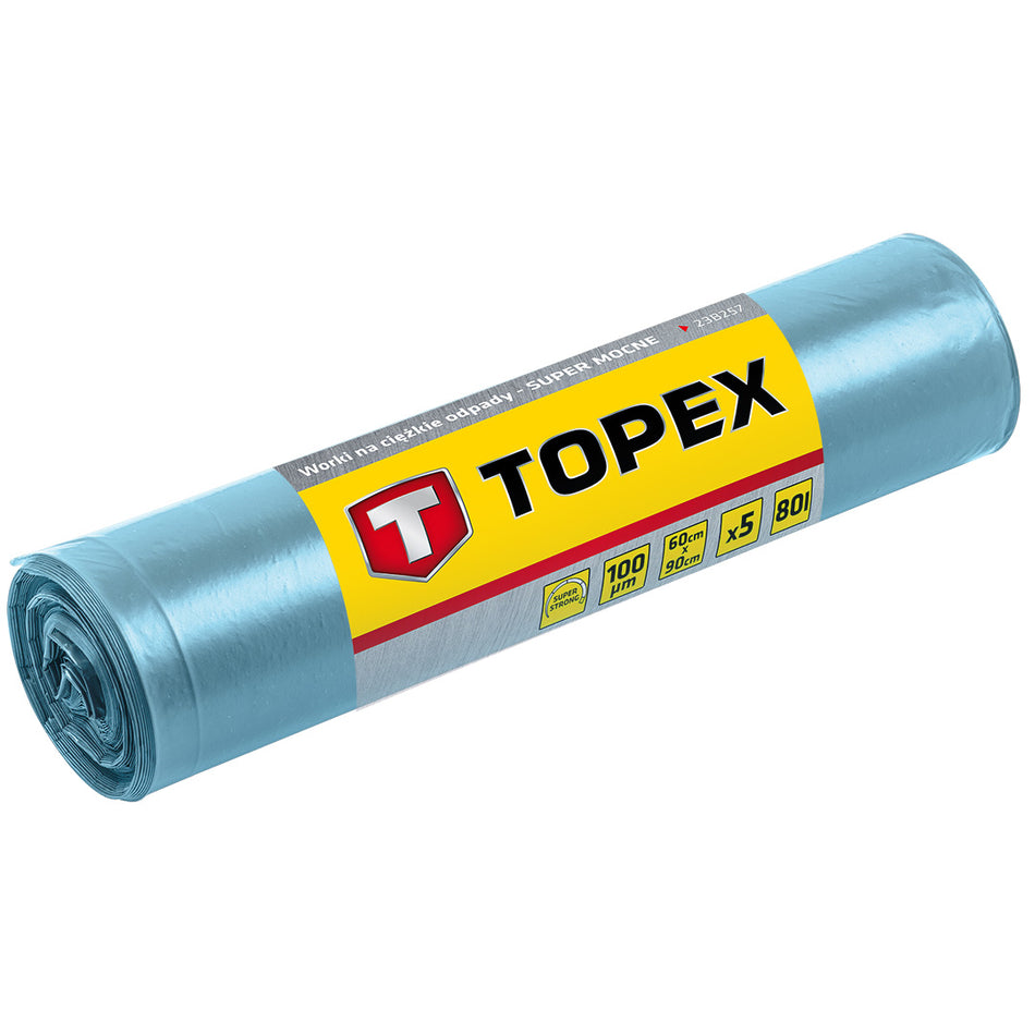 Ťažké vrecia na odpad 80 l, modré 5 ks., Super silné, 100 mic od TOPEX nájdeš na naravis.sk