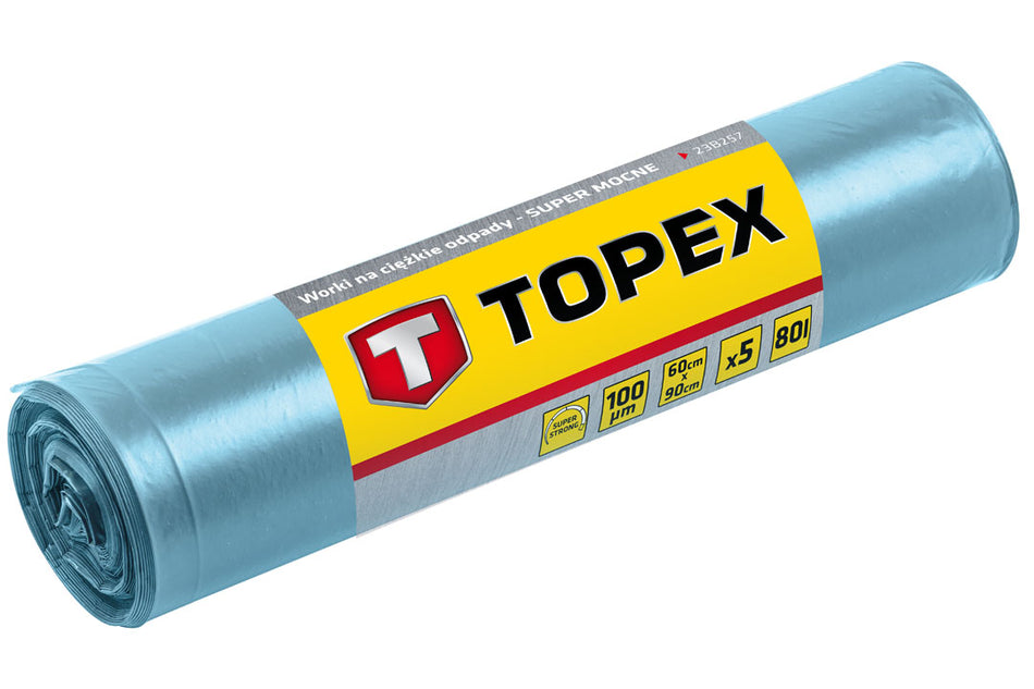 Ťažké vrecia na odpad 80 l, modré 5 ks., Super silné, 100 mic od TOPEX nájdeš na naravis.sk