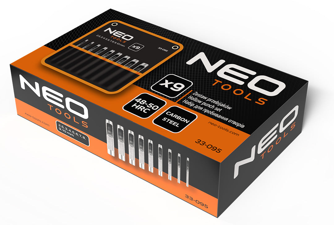 Sada 9 dierovačov, priemer 2,5-10 mm, oxfordské vrecko od NEO TOOLS nájdeš na naravis.sk