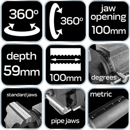 Sústružnícky otočný zverák 100 mm od NEO TOOLS nájdeš na naravis.sk