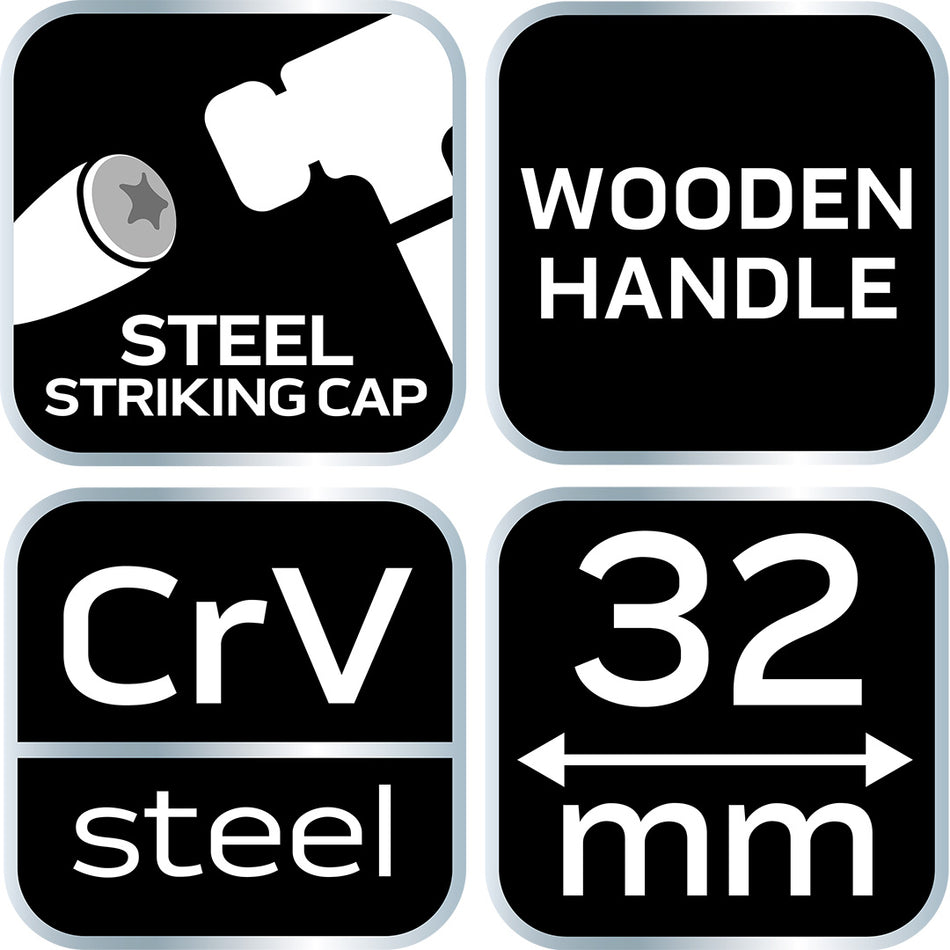 Sekáč 32 mm, CRV, drevená rukoväť od NEO TOOLS nájdeš na naravis.sk