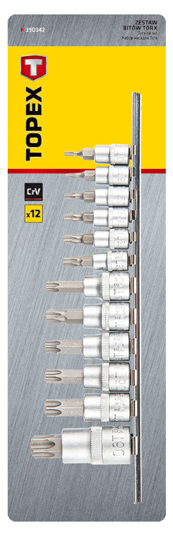 Torx bity nástavce 1/4, 3/8, 1/2 "sada 12 ks. od TOPEX nájdeš na naravis.sk