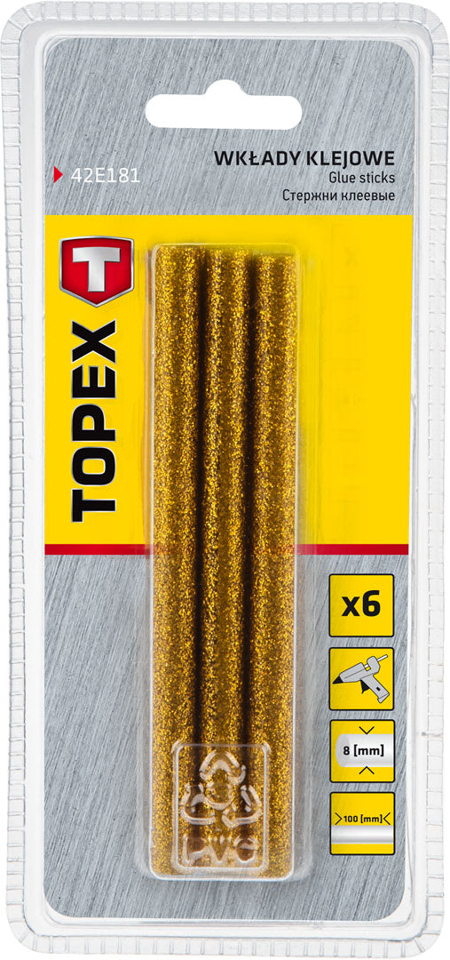 Lepiace tyčinky, zlato, brokát, 6 ks, 8 mm x 100 mm od TOPEX nájdeš na naravis.sk