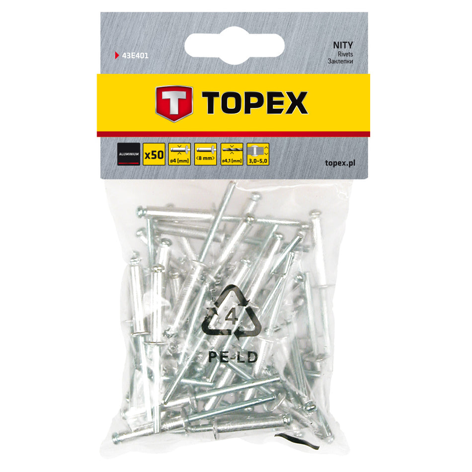 Nit hliníkový trhací 4,0 mm x 8 mm, 50ks od TOPEX nájdeš na naravis.sk
