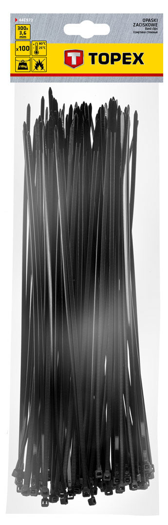 Sťahovacie pásky 3,6 x 300 mm, čierna 100 ks od TOPEX nájdeš na naravis.sk