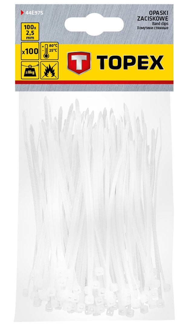 Sťahovacie pásky 2,5 x 100 mm, 100 ks od TOPEX nájdeš na naravis.sk