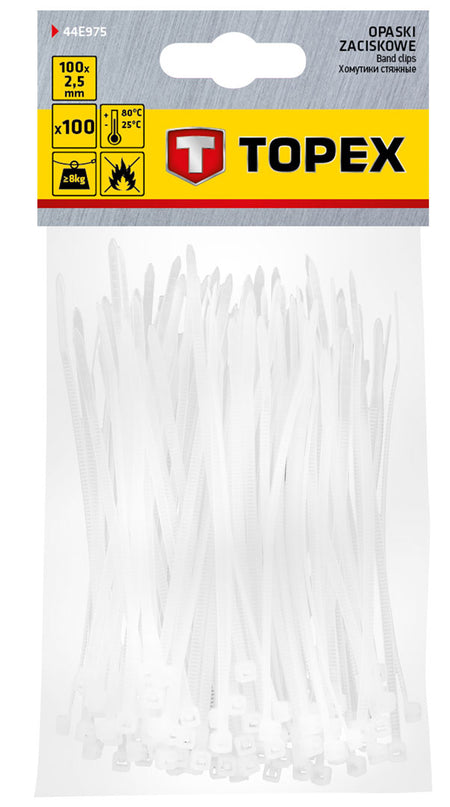 Sťahovacie pásky 2,5 x 100 mm, 100 ks od TOPEX nájdeš na naravis.sk