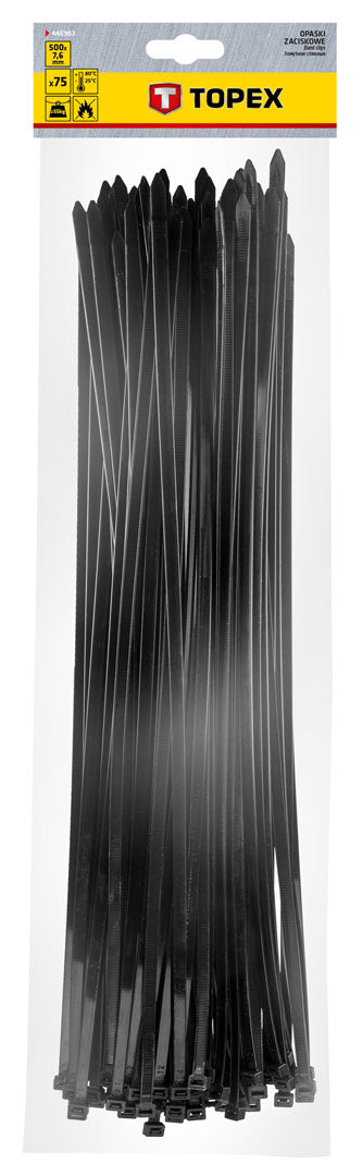 Sťahovacie pásky 7,6 x 500 mm, čierna 75 ks od TOPEX nájdeš na naravis.sk