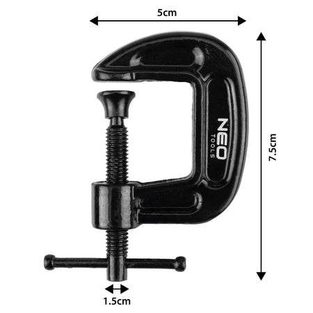 Tesárska svorka (skrutka), typ C (G), 25 mm (1"), liatina, hmotnosť 115 g od NEO TOOLS nájdeš na naravis.sk